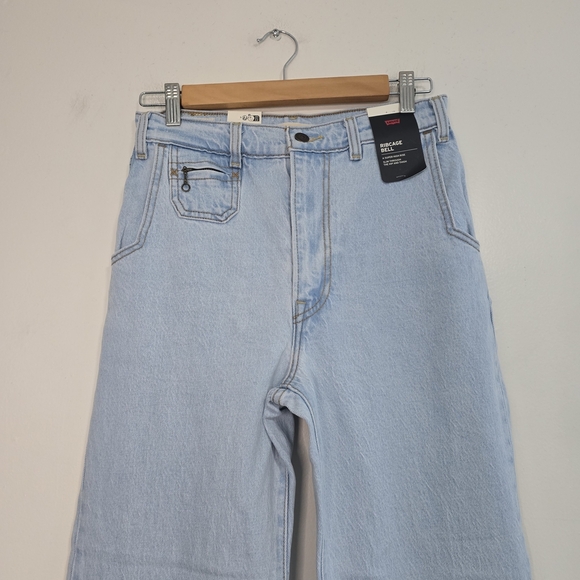 Levis Premium Ribcage Bell Jeans Blue super high rise Wide Leg Flare New - Picture 9 of 16